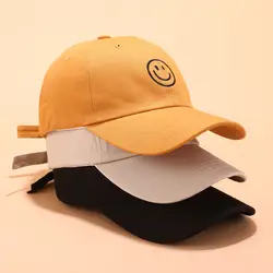 Женская кожаная кепка, мягкая кепка со смайликом для сестры, Кепка с вышивкой, Женская солнцезащитная, Студенческая Кепка, Кепка в стиле