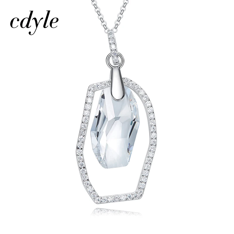 

Cdyle Embellished with crystals from Swarovski Pendant 925 Sterling Silver Elegant Jewelry New Fashion Austrian Rhinestone Paved