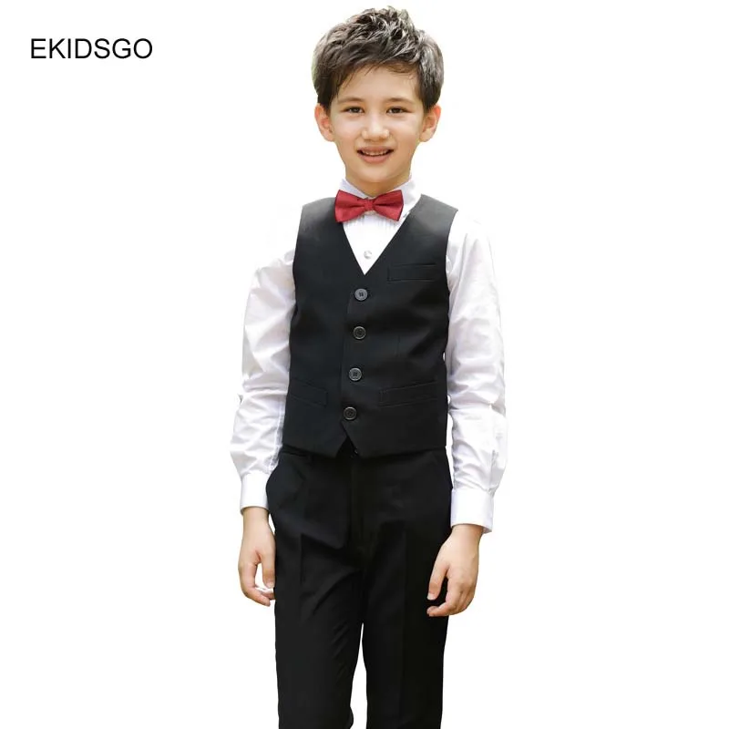 

Big Boys Blazer Suit Children Vest+Tie+Blouse+Pants 4 pieces Kids Blazer Sets for Wedding and Party High Quality Blazer Suits