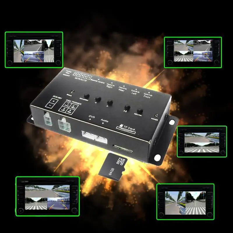 SD Card Intelligent Mini car Recorder DVR Panoramic driving Monitoring Traffic Recorder four views video 4