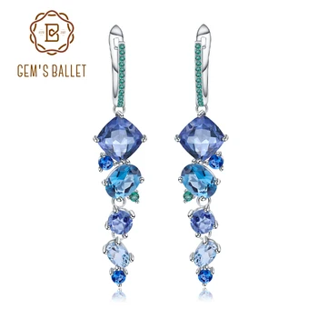 GEM’S BALLET Natural Mystic Quartz Topaz Drop Earrings 925 Sterling Silver Handmade Modern Irregular Earrings for Women Brincos