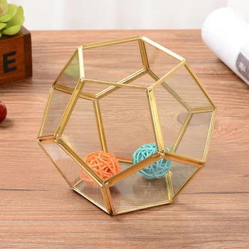 

New Nordic Style Geometry Glass Storage Box Organizer Copper Glass Cosmetic Storage Box Desktop Jewelry Storage Box Decoration