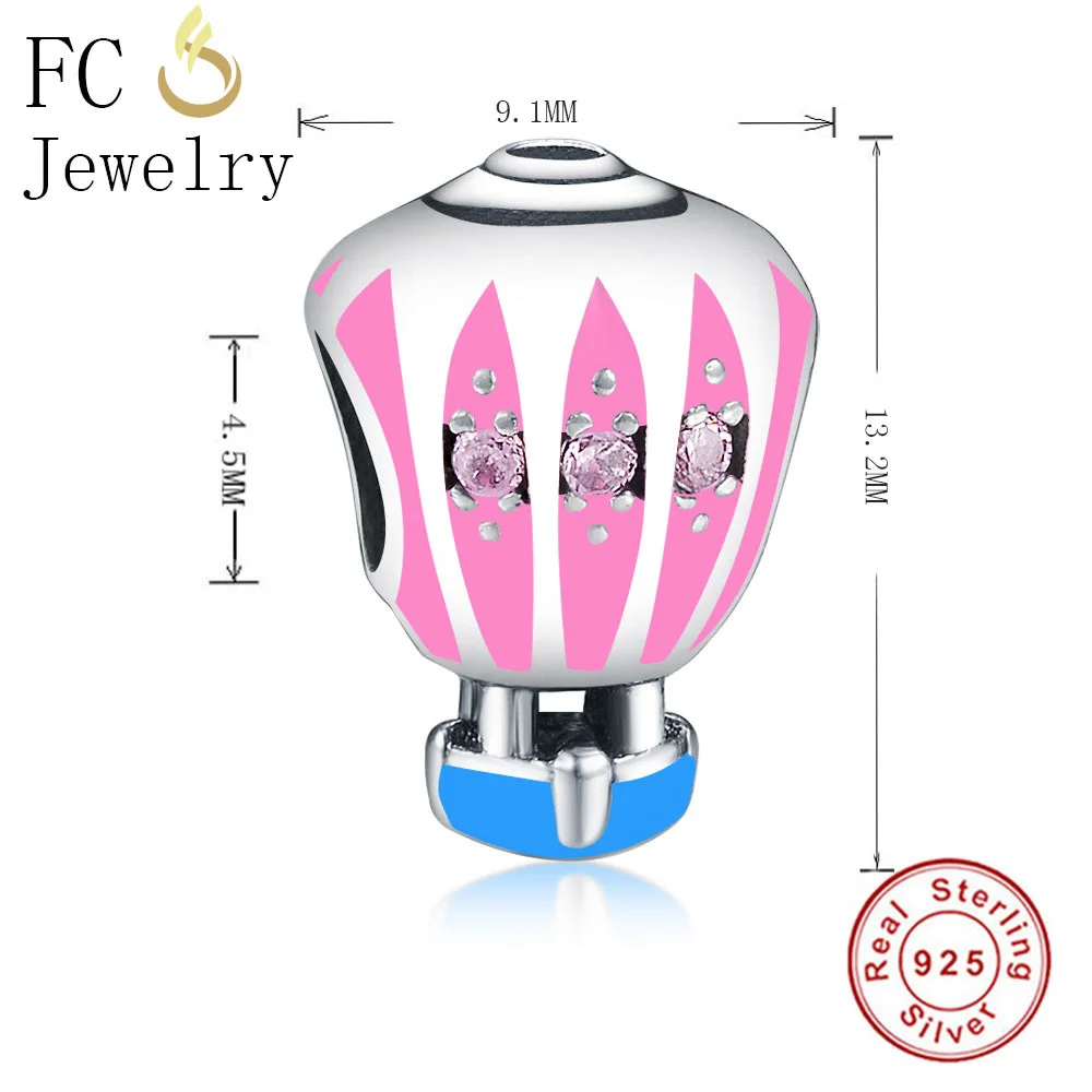 Genuine 925 Sterling Silver Hot Air Balloon Collection Charm Dangle Fits Original Pandora Charm Bracelet DIY Jewelry Making - Цвет: FFC0820