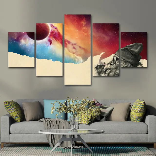 5 piece canvas printed art smoke and wonder canvas old beard man