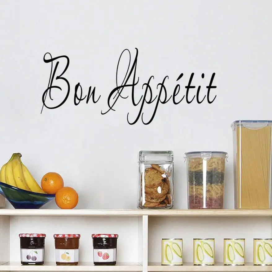 Домашний декор 1 шт. виниловые наклейки на стену с цитатой Bon Appetit для столовой
