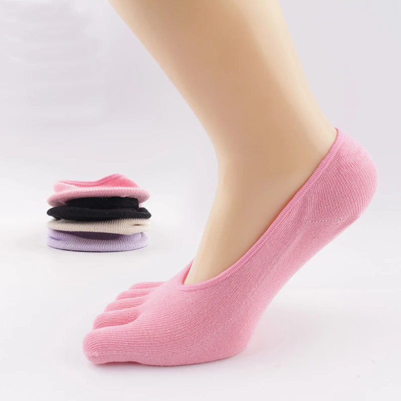 Женские высокие продажи хлопок пот Впитывающее пять пальцев носки Для женщин летние невидимые однотонные шелковые носки для отдыха