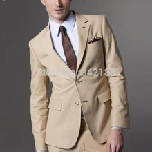 Лучшие продажи/Различные стили новейший дизайн две кнопки Бежевый смокинг жениха Нотч лацкан шафер Жених мужской свадебный костюм