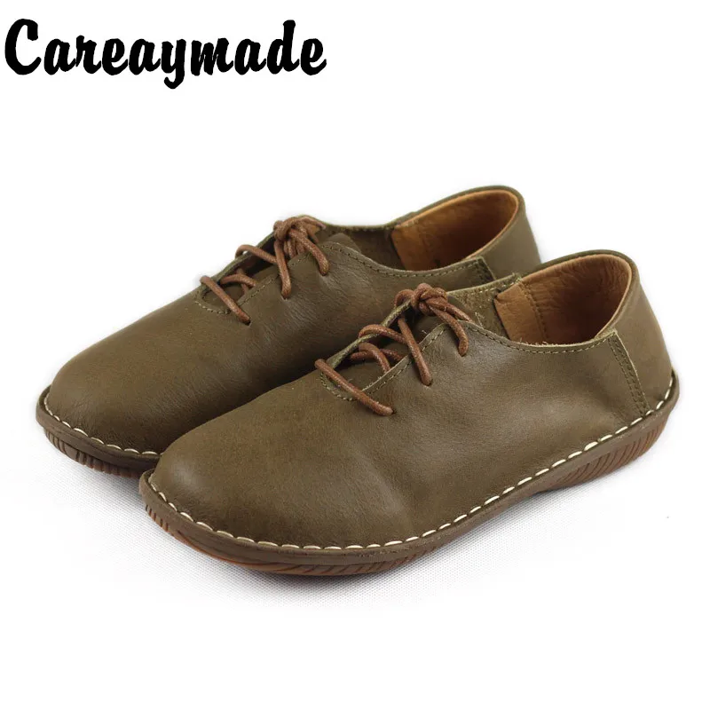 Careaymade-Pure hand-made top leather casual shoes women's retro literary arts flat heel single lace spring flat sole shoes Careaymade-Pure hand-made top leather casual shoes women's retro literary arts flat heel single lace spring flat sole shoes