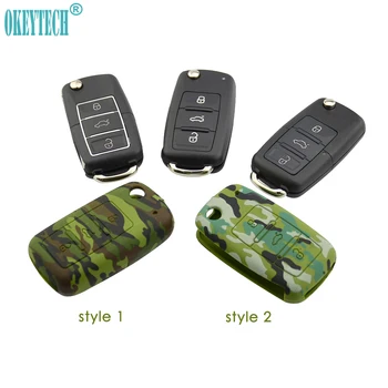

OkeyTech New Styling Soft Silicone Car Key Case Cover 3 Buttons for VW Volkswagen Golf 4 5 6 Bora Jetta POLO Passat B5 B6 Skoda