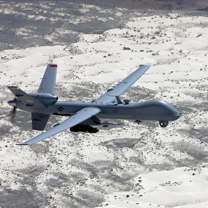 An MQ-9 Reaper flies a training mission over Southern New Mexico Poster Print (17 x 11)