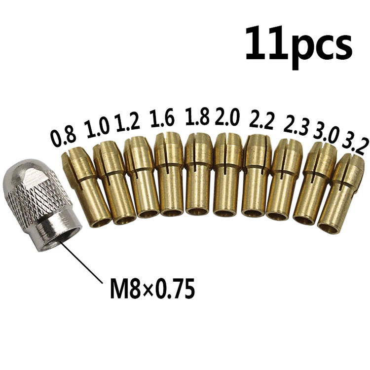 11 шт. 0,8-3,2 мм микро твист набор для ручной дрели патрон электрический сверло цанговый