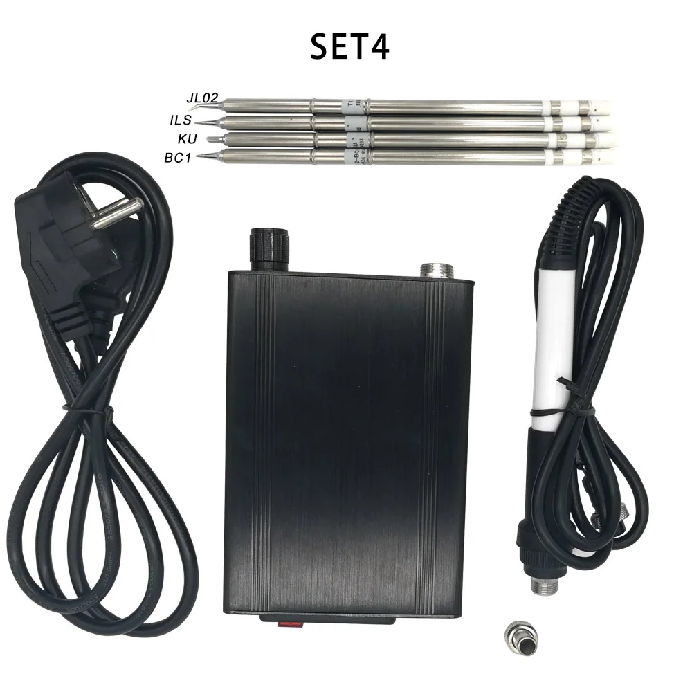 T12 паяльная станция STM32 0,96 дюймов OLED готовая электрическая паяльная Сварка железные наконечники регулятор температуры чехол с ручкой - Цвет: SET4