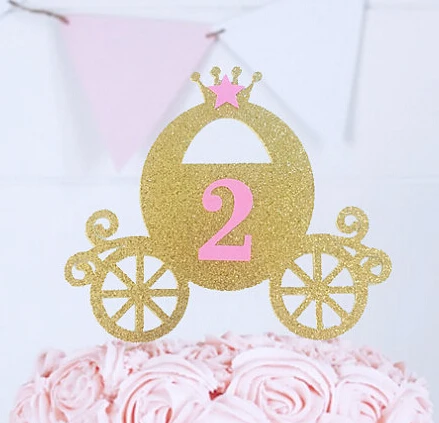 

Acrylic Princess Carriage custom Age Birthday Cinderella Cake Topper tools wedding party decorations