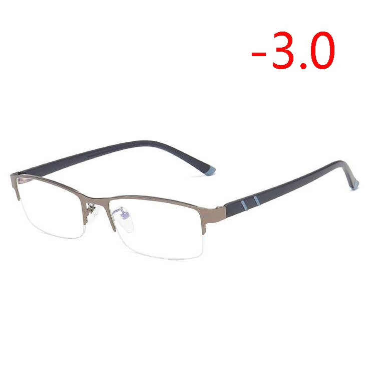 Деловые мужские квадратные очки для близорукости с градусным металлическим 1,56 асферическим объективом рецептурная оптика очки 0-0,5-1,0 To-4,0 - Цвет оправы: Myopia 300