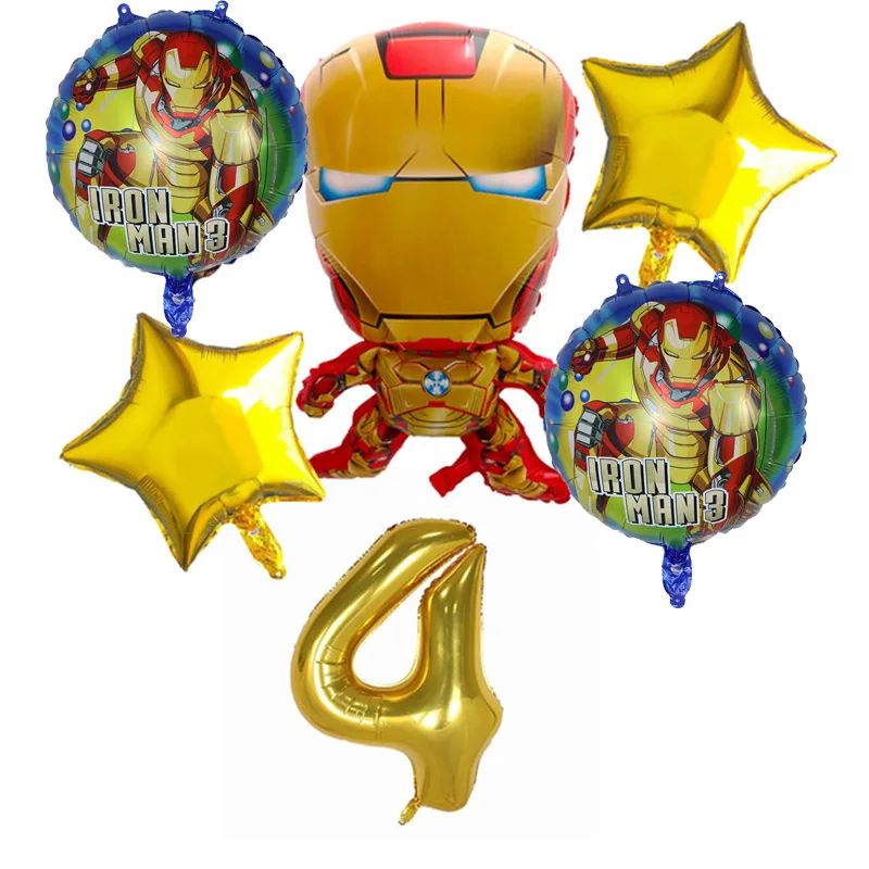 6 шт./лот Капитан Америка Железный человек фольга гелиевые шары 3" номер день рождения Декоративный Надувной шар Детская игрушка звезда Globos