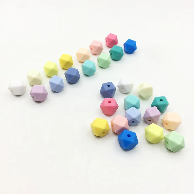 20 шт 13 мм Силиконовые шестигранные шарики без бисфенола силиконовые геометрические бусины для детей жевательные прорезыватели ожерелье мама DIY Набор Бусин - Цвет: light color