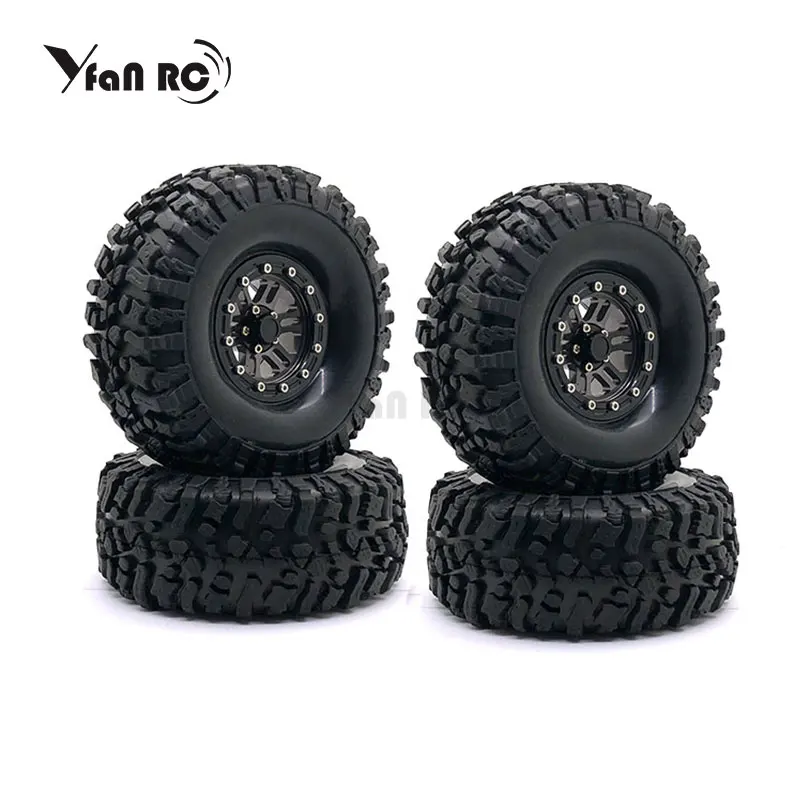 

4PCS 1.9 Inch Beadlock Wheel Rims & Rubber Tire for 1/10 RC Rock Crawler Axial SCX10 RR10 AX10 Wraith 90046 90047 TRX4