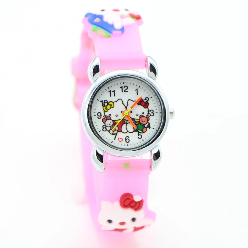 Hot Sale Hello Kitty Watches Children Cartoon Watch Kids Cool 3D Rubber Strap Quartz Watch Clock Hours Gift Relojes Relogio