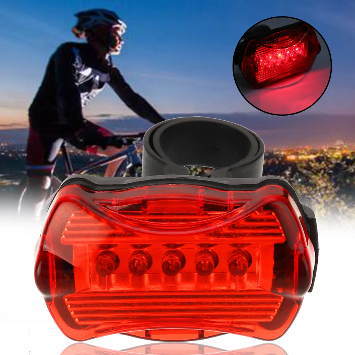 1Pcs 5LED Bicycle Cycling Tail Rear Light Bike Red Taillight Lamp Safety Warning Bike Bicycle Accessories