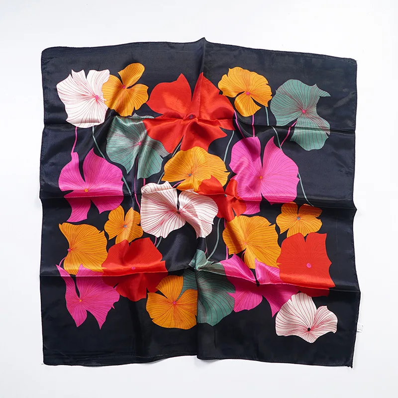 

Yishine 90*90CM 6 Colors Silk Scarf Women Ginkgo Leaf Prints Multifunctional Large Square Scarves Foulard Wrap Small Hijab