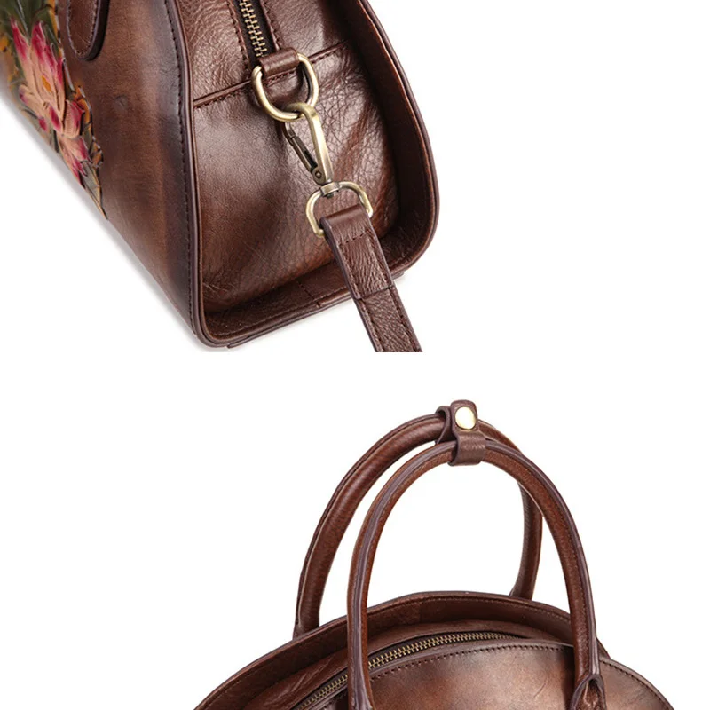 AETOO Leather shoulder bag, head-layer cowhide retro lady casual handbag, hand wipe color oblique carry postman bag