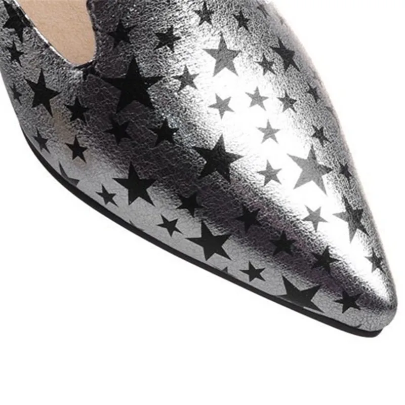 ENMAYLA/ г. Обувь с острым носком на квадратном каблуке размера плюс 4-14 женские туфли-лодочки на среднем каблуке Летняя повседневная обувь с принтом звезд