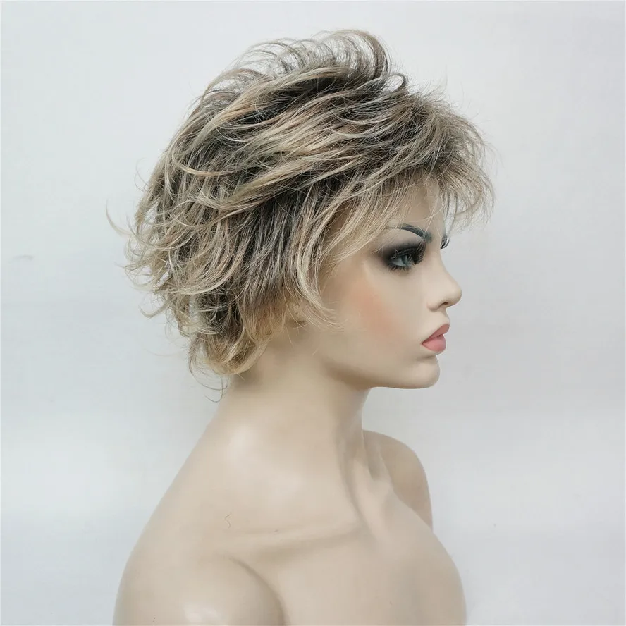 StrongBeauty Женские синтетические парики слоистые короткие прямые Pixie Cut Bloned Mix Natura полный парик