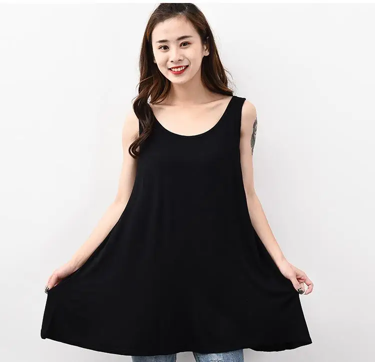 Новинка, ночная рубашка большого размера для девушек, летняя Свободная рубашка для сна, повседневное домашнее платье, базовое нижнее белье, ночная рубашка из модала, больше размера 6XL - Цвет: Black