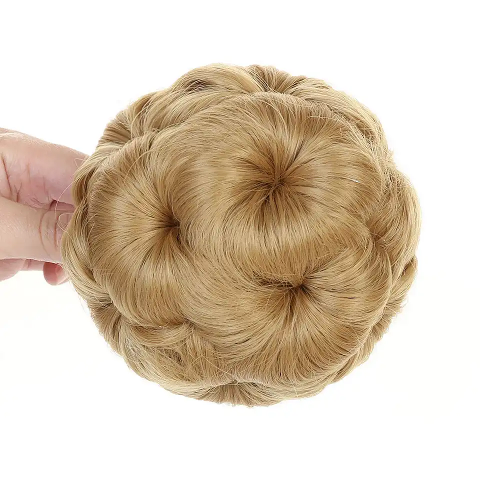 Women Chignon Hair Bun Donut Clip In Hairpiece Extensions Black