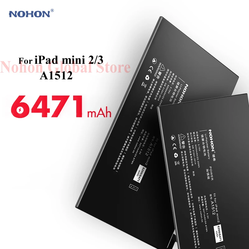 Nohon Батарея для iPad mini 2 3 A1512 mini2 mini3 6200-6471 мА/ч, A1489 A1490 A1491 A1599 акумуляторная батарея для Apple iPad mini 2 3 батареи