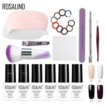 Набор для ногтей Rosalind 7MLGel с лампой, набор для маникюра, гель-лака, набор для наращивания, кисти для ногтей, набор инструментов и набор