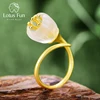 Lotus Fun, bague fleur véritable en argent Sterling 925, cristal naturel, fait à la main, bijoux fins, Lily of the Valley, cadeau pour femmes ► Photo 1/6