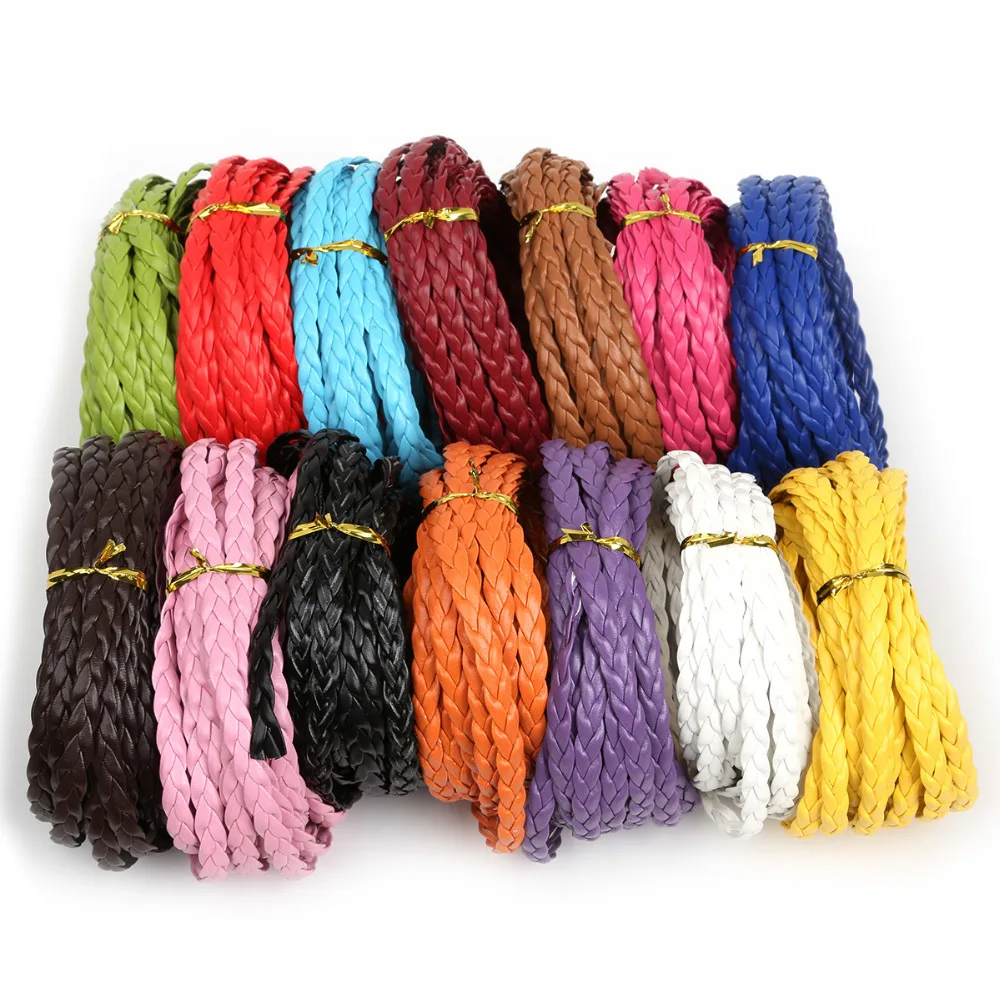 Buy Free Shipping Flat Braide 7mm PU Leather Cord Rope
