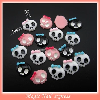 

MNS358 MIX cabochon skull resin flat back nail art charms 3D DIY phone nails decoration supplies 100pcs