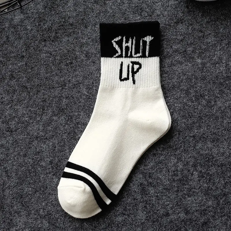 Unisex Harajuku Hip Hop Socks Woman Letter Printed Skateboard Socks Autumn Winter Streetwear Personality Funny Mid Tube Sock Men (11)