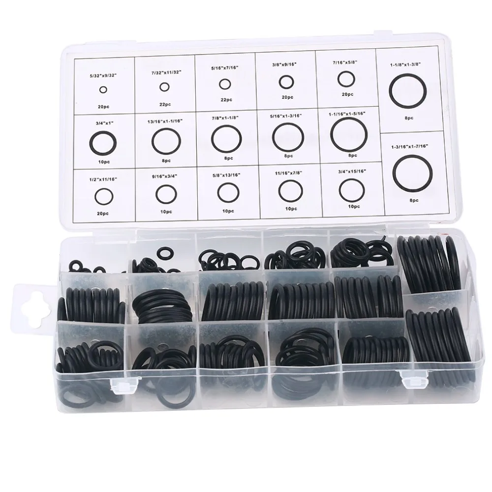 222PCS 17 Sizes Universal Rubber O Ring Assortment Set Gasket