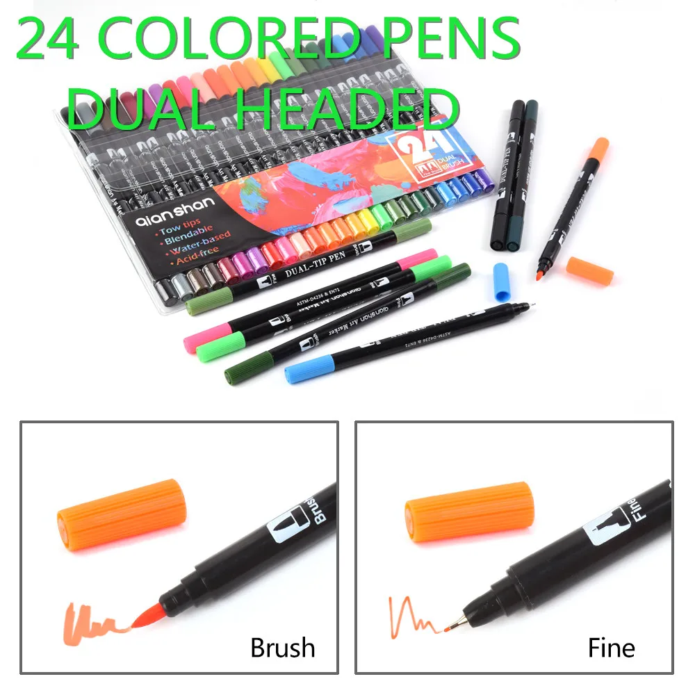 24 Warna Unik Sikat 04mm Halus Piont Dual Tip Sketsa Mangga Art