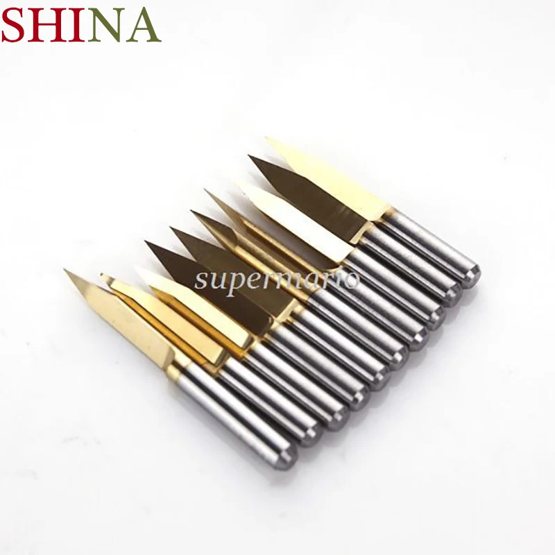 

10x Titanium Miling Cutters Coated Carbide PCB Engraving CNC Bit Router Tool 3.175*40 Degree 0.1mm Tip