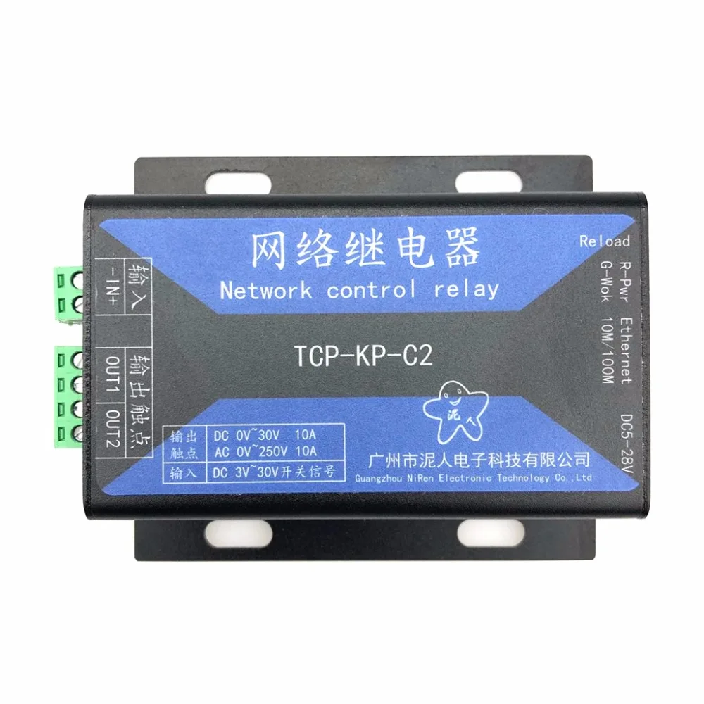 Interruptor de Rede Vias do Relé Ethernet do ip Industrial do Módulo do Relé de Rede de 2 Maneira Isolado 1 Inputtcp-kp-c2