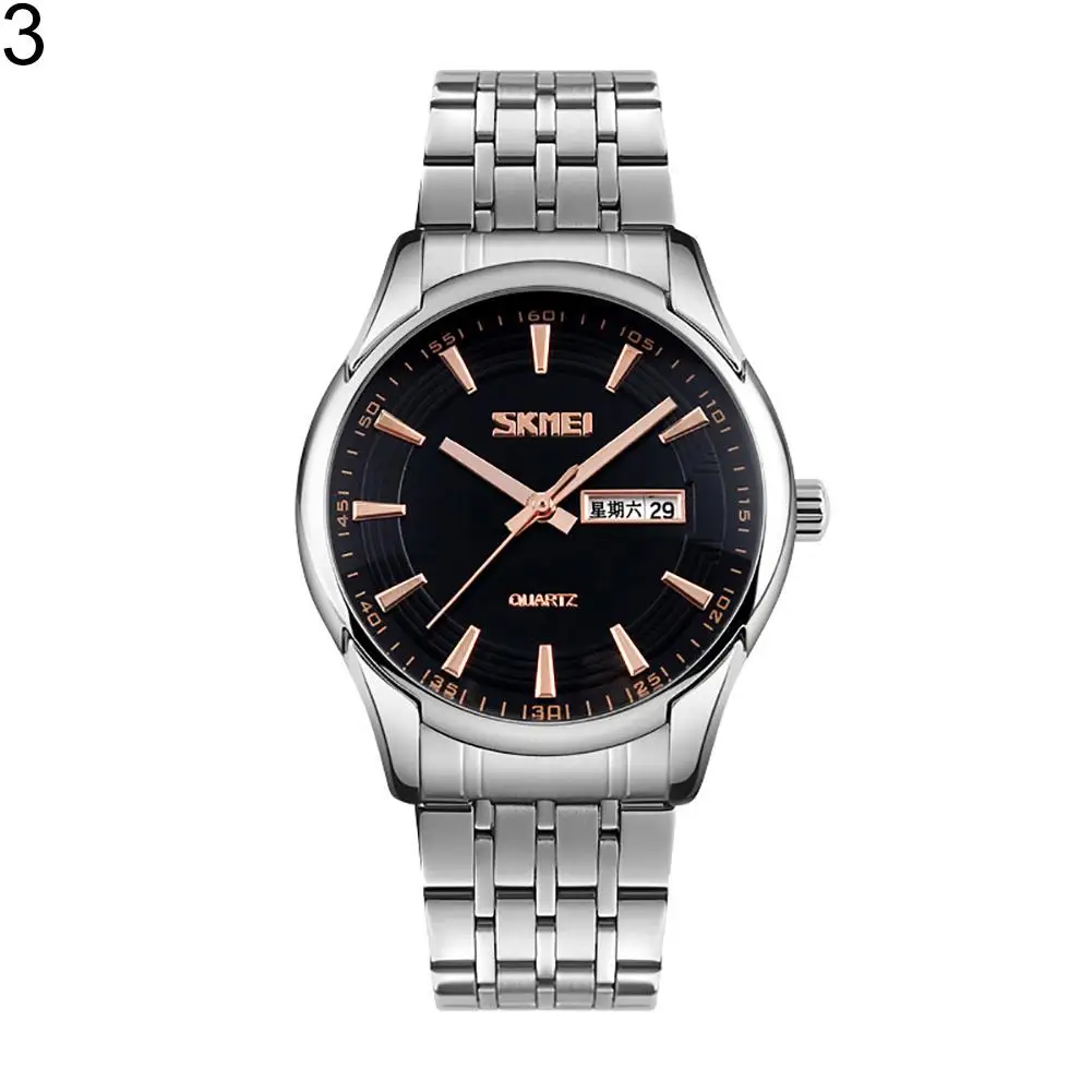 

Fashion Stainless Steel/Genuine Leather Band Round Dial Date Men Wrist Watch