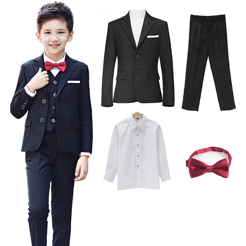 4pcsSET Clothing for Boys Suits Formal set Boys Clothes (Blazer+pant+shirt ) children Wedding wear Blazer Piano Costume School (3)