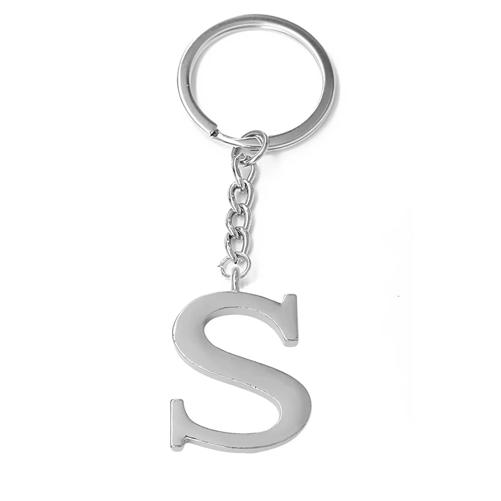 3D металлический родиевый Английский алфавит A Z charm DIY брелок с надписью S длинное