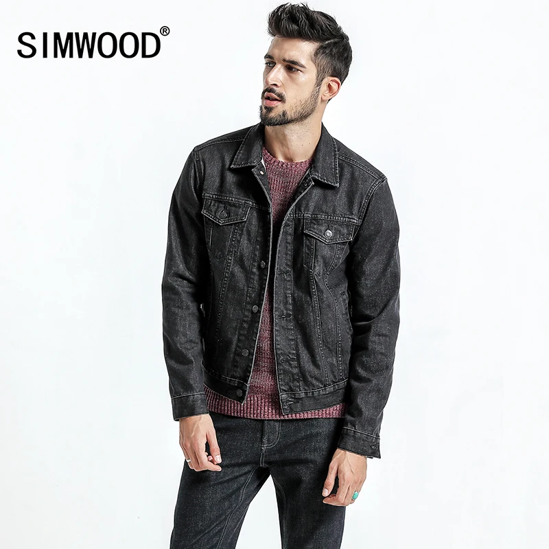 SIMWOOD Новый осень зима джинсовая куртка Для мужчин модные Повседневное уличная
