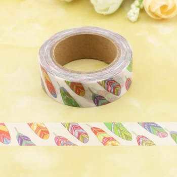 

10M Roll Peacock feather Washi Tape Scrapbooking Tools Cute Cinta Adhesiva Decorativa Masking Tape Japanese Office Stationery