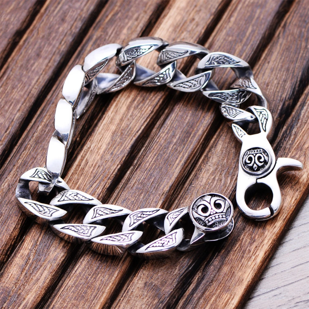 MetJakt Vintage Punk Men's Silver Bracelet & Handmade Jewelry Solid 925