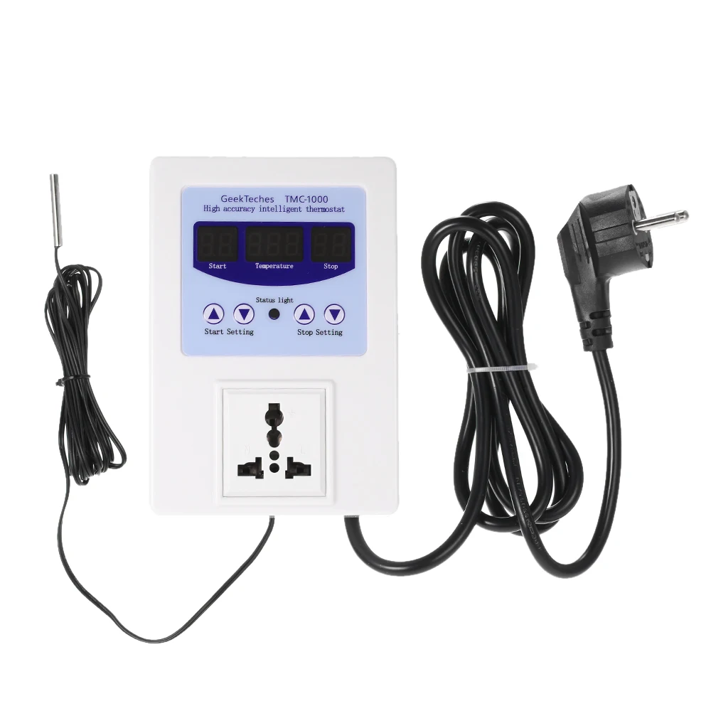 

240V 10A LED Digital Intelligent Pre-wired Temperature Controller Outlet with Sensor Thermostat Heating Cooling Control Switch