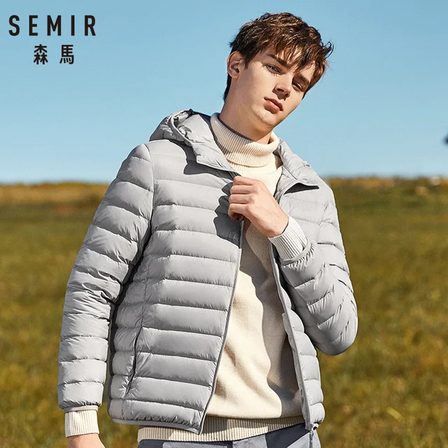 SEMIR бренд мужской пуховик Повседневная модная зимняя куртка для мужчин с капюшоном ветровка белая утка пальто мужская верхняя одежда