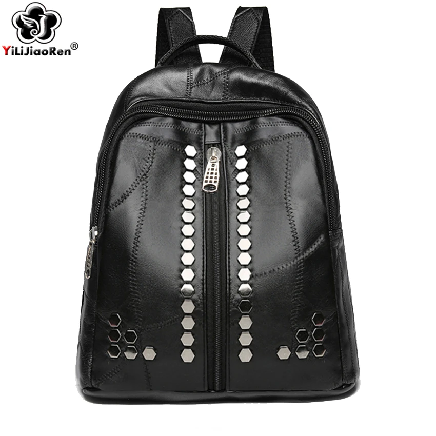 

Fashion Sheepskin Backpack Female Genuine Leather Backpack Women 2019 Travel Bag School Backpacks for Teenage Girls Sac A Dos