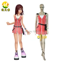 Venta caliente completa de dibujos animados carácter anime kingdom hearts 2 kairi cos pink dress cosplay traje de mascarada de halloween para las mujeres