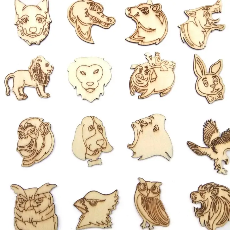 25 шт деревянные украшения в форме животных для DIY пуговицы для домашнего декора ремесла